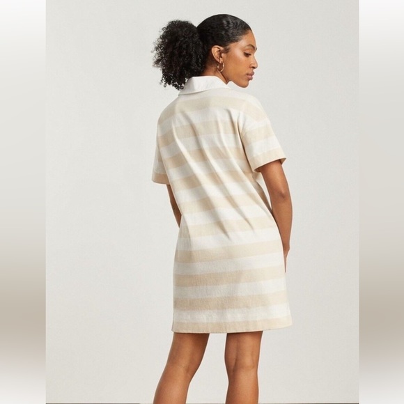 Everlane The Organic Cotton Polo Dress Striped Beige Size Small - Picture 3 of 12